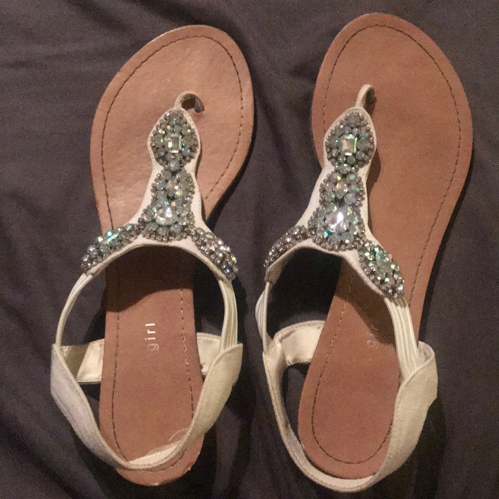 White bedazzled sandals